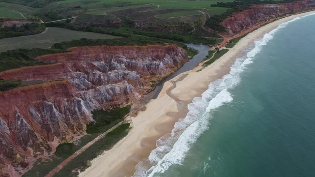 Mountains close to the sea on a beach on the Brazilian coast of Maceio