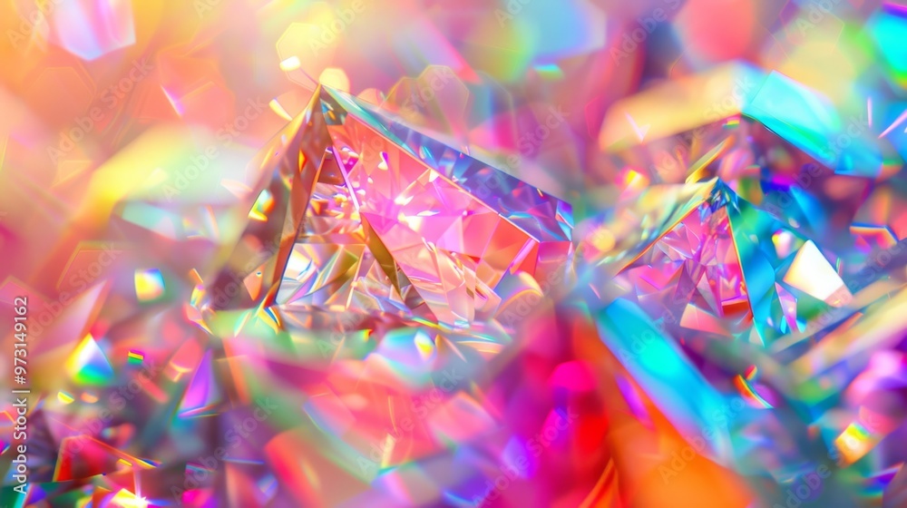 Leinwandbilder radiant holographic shapes with a 3d effect, displaying a spectrum of colors and light refractions. 