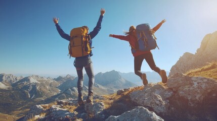 Adventure Awaits: Joyful Hikers Celebrate the Outdoors