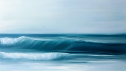 Fototapeta premium Captivating Ocean Wave Crashing Onto Coastal Horizon with Sublime Blue Hues