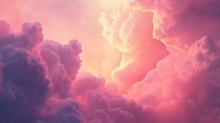 Dramatic Glowing Sunset Sky with Vibrant Moody Cloudy Landscape