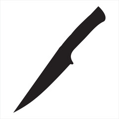 Black military knife  silhouette on white background
