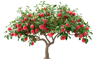 Apple Tree with Juicy Fruit isolated on white or transparent background