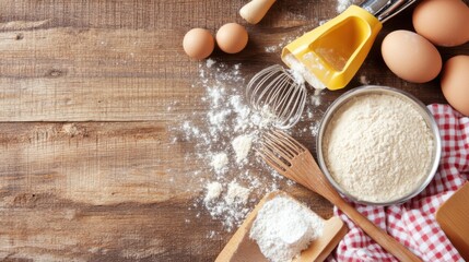 Baking Essentials with Flour and Eggs