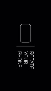animation of a smartphone screen rotating from horizontal to vertical orientation.