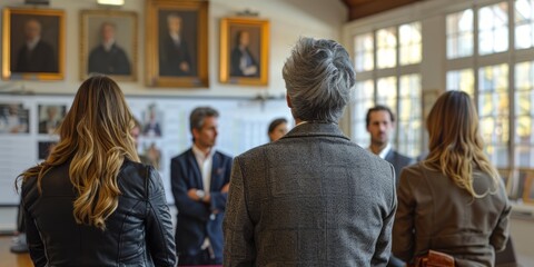 Obraz premium People Gathering in a Historical Room