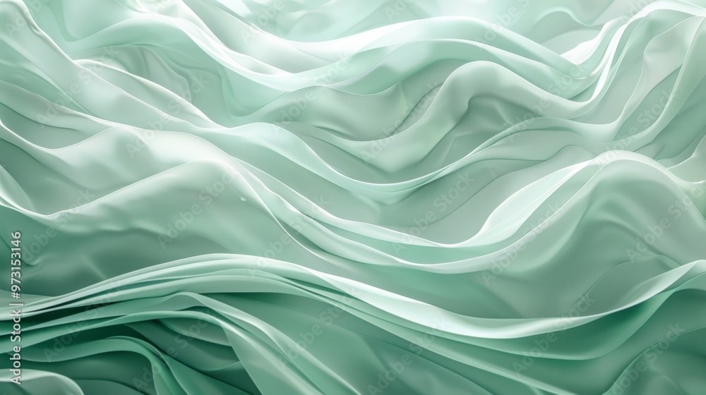Fototapete sunlight dancing on mint colored waves in an abstract pattern close-up photo with clean background