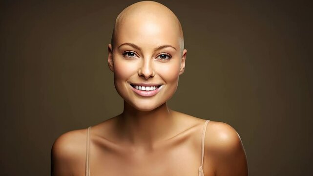 Smiling Bald Woman with Natural Lighting