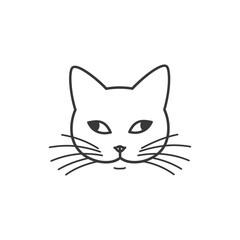 A simple line drawing of a cats face with whiskers