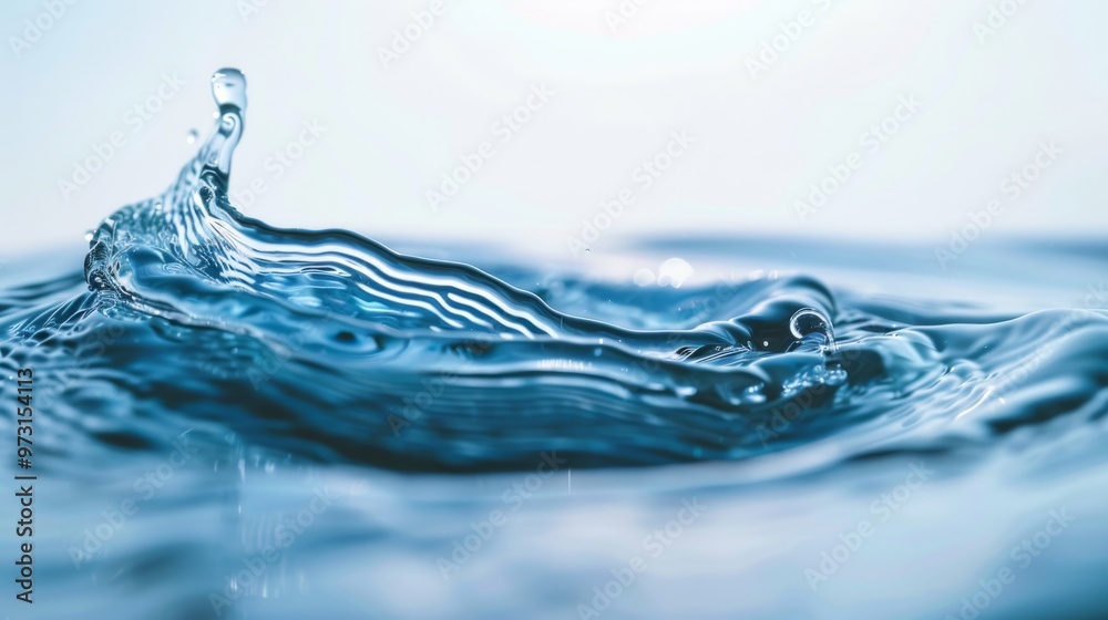 Poster Swirling blue water creating wave patterns Close-up photo with clean background