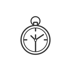 A Simple Line Drawing of a Pocket Watch with a Dial and Hands