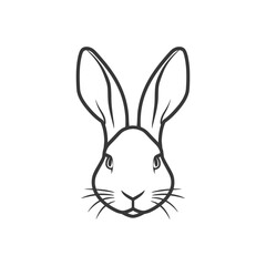 A simple line drawing of a rabbits face
