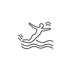 Fototapeta premium A simple line drawing of a person swimming in waves