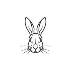 A Simple Line Drawing of a Rabbits Face