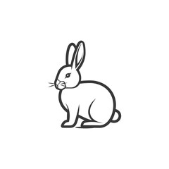 A simple line drawing of a rabbit sitting
