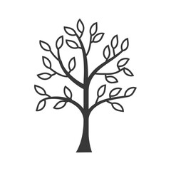 A simple line drawing of a tree with leaves