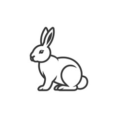 Fototapeta premium A simple outline illustration of a rabbit sitting on a white background