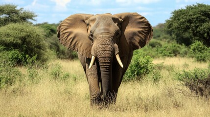 Fototapeta premium Majestic African Elephant in Natural Habitat