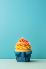 colorful cupcake with swirled frosting