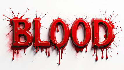 3d blood text red dripping blood text on white background with splatter effect horror themed graphics halloween danger evil spooky