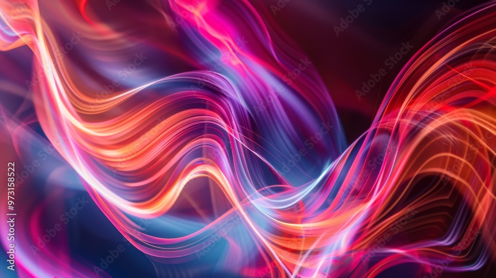 Aufkleber Vivid and flowing light patterns burst with energy and color, producing a vibrant, abstract scene with a sense of depth and movement. Close-up photo with clean background