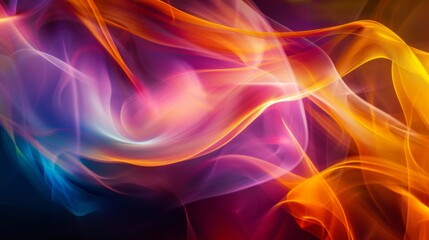Naklejka premium Vivid and flowing light patterns burst with energy and color, producing a vibrant, abstract scene with a sense of depth and movement. Close-up photo with clean background