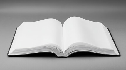 Open book, blank white pages,