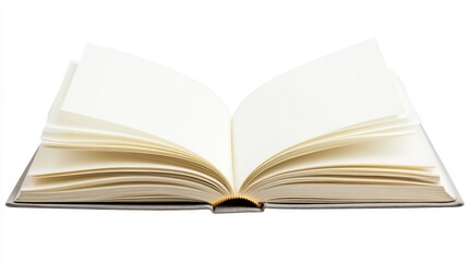 Open book, blank white pages,