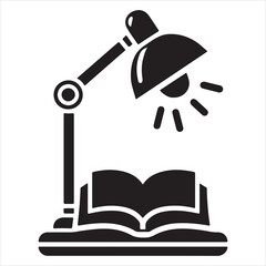 Table reading lamp icon  silhouette on white background
