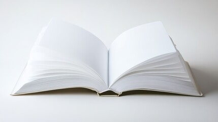 Open book, blank white pages,