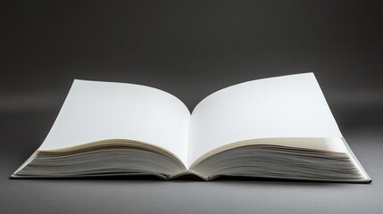 Open book, blank white pages,