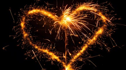 Heart-shaped Fireworks: Bright heart-shaped fireworks lighting up the night sky, symbolizing love and romance. 

