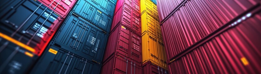 Fototapeta premium Container deployment, Scaling and automatic deployment, colorful containers, landscape