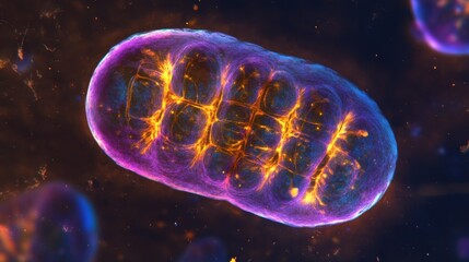 Vibrant Visualization of a Mitochondrion Under Microscope