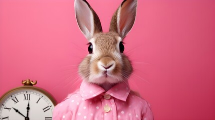 Obraz premium rabbit on pink background