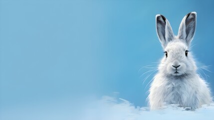 Obraz premium white rabbit on blue background