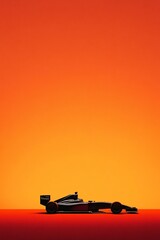 sleek racing car silhouette against orange background