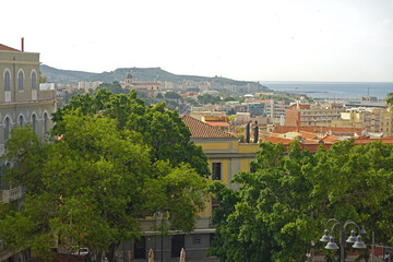 Panorama of Cagliari opening from the Bastion San Remy, Italy, Sardinia