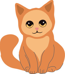 Cute brown kitten character vector illustration