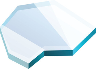 Transparent icy surface with turquoise edges is reflecting light, creating a cool and refreshing feel