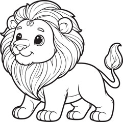 A lion line art coloring page illustration for kids