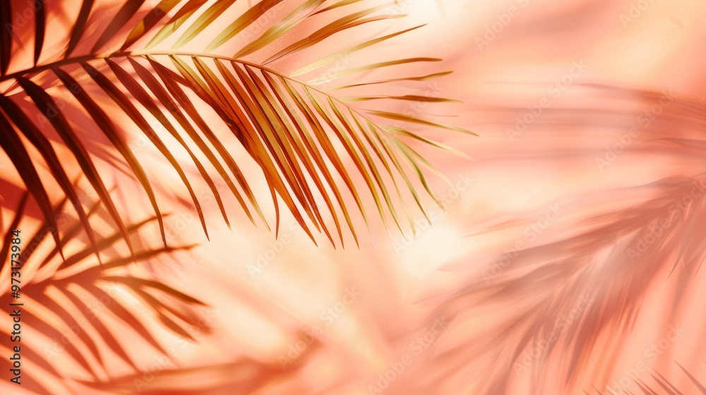 Poster a leafy palm tree is the main focus of this image
