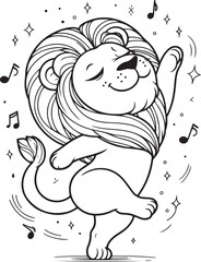 A lion line art coloring page illustration for kids