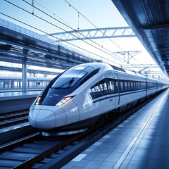 Fototapeta premium High Speed Train 3D model at station City Transport Subway Metro Vehicle Infrastructure Construction Blueprint