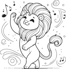 A lion line art coloring page illustration for kids