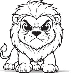 A lion line art coloring page illustration for kids