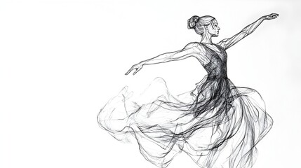 Elegant Dancer in Flowing Movement   Expression in Monochrome