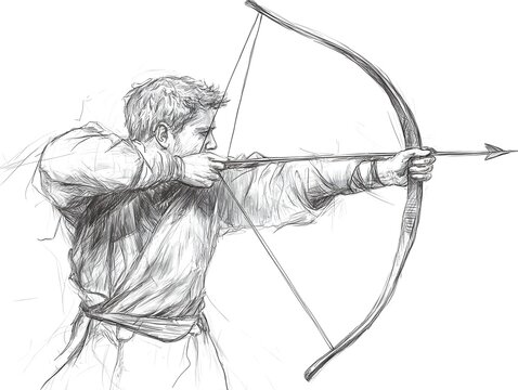recommend clip art: Skilled medieval archer aiming his bow and arrow in a conceptual