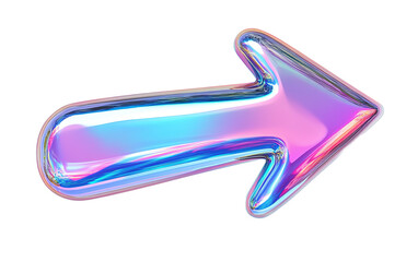 Arrow icon holographic fluid isolated on white or transparent background