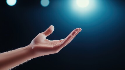 A close up shot of a dancer hand reaching towards the sky, capturing the dynamic fluidity of motion in a single frame.